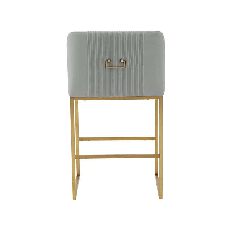Lisa Grey Pleated Velvet Counter Stool