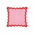 Scalloped Edge Rust and Pink Linen Throw Pillow
