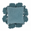 Stone Washed Denim Blue Cotton Tasseled Pillow