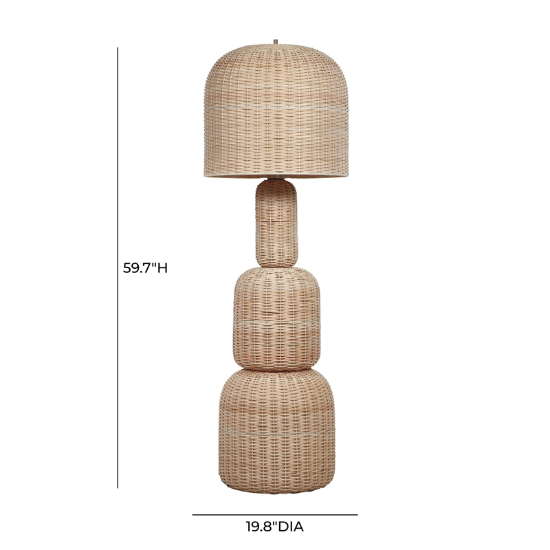 TOV Furniture Kootu Hand-Woven Rattan Floor Lamp in Natural