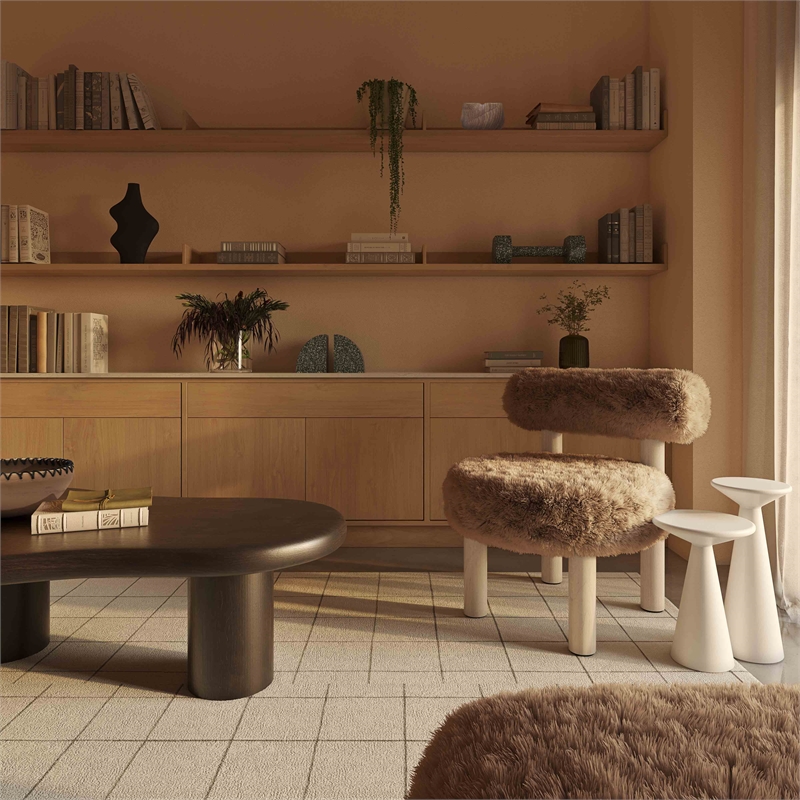 Carmel Dark Taupe Vegan Shearling Accent Chair