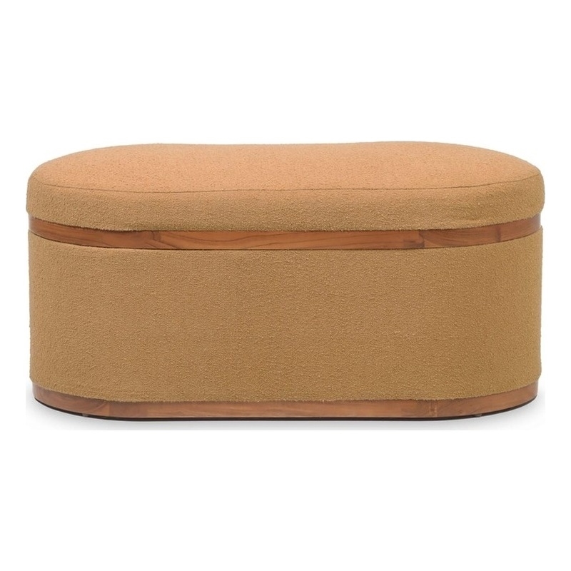 Olivier Peach Boucle Oval Storage Ottoman
