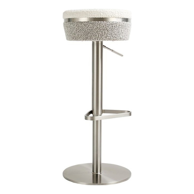 Astro White and Grey Boucle Adjustable Stool