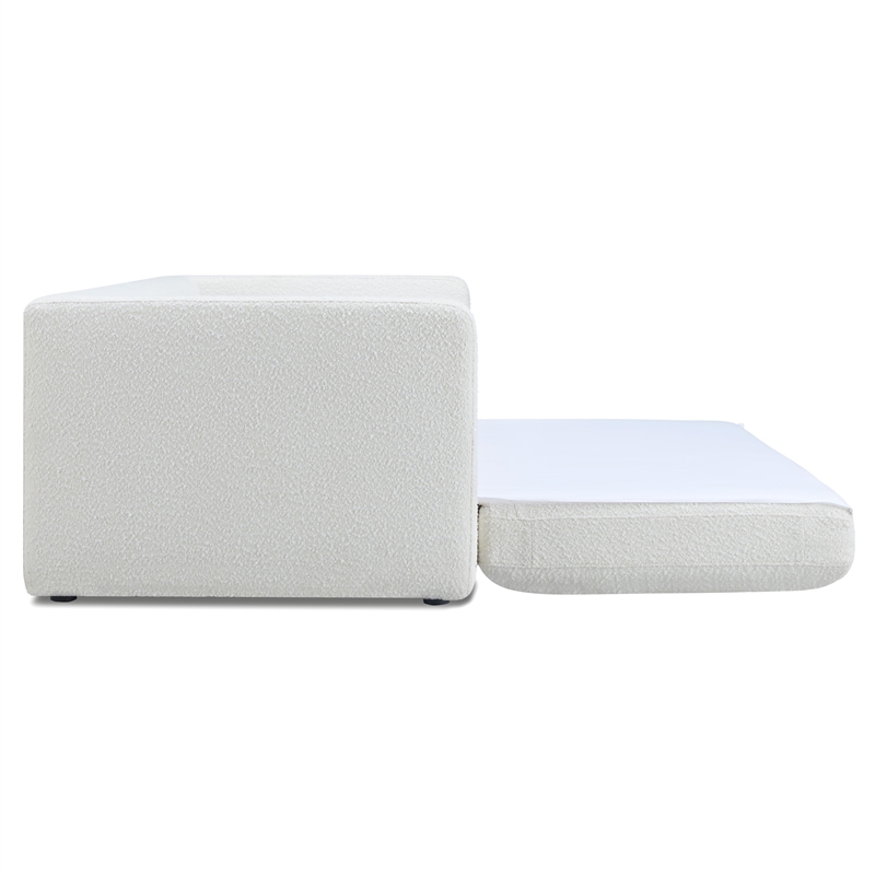 TOV Furniture Ryan Boucle Fabric Upholstered Sofa Bed in Cream