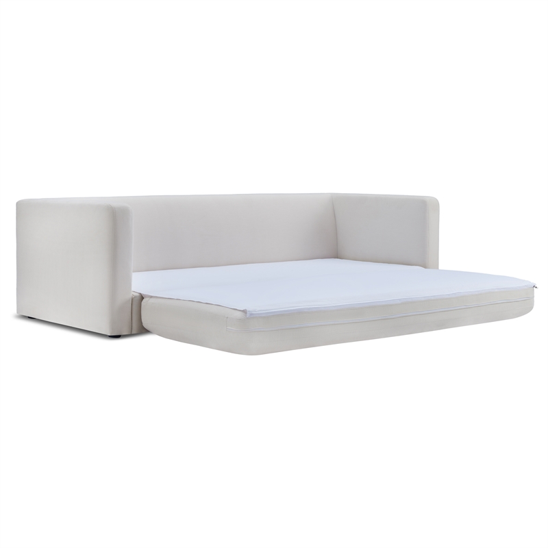 TOV Furniture Ryan Upcycled Linen Upholstered Sofa Bed in Cream