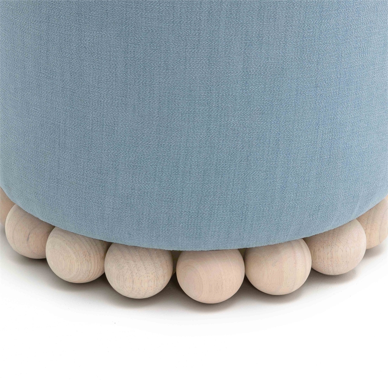 Dex Faded Blue Upcycled Fabric Ottoman