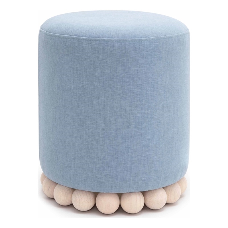 Dex Faded Blue Upcycled Fabric Ottoman