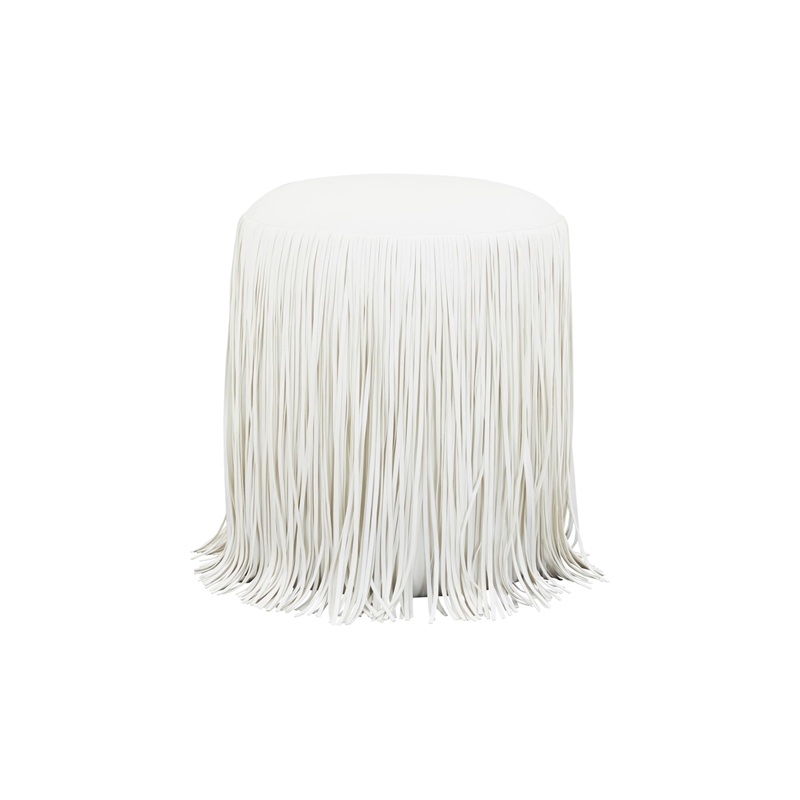Shag Me Ivory Performance Vegan Leather Ottoman