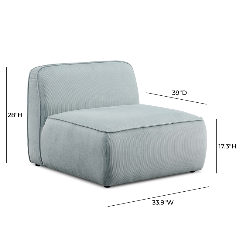 Travie Seafoam Performance Corduroy Velvet Armless Chair