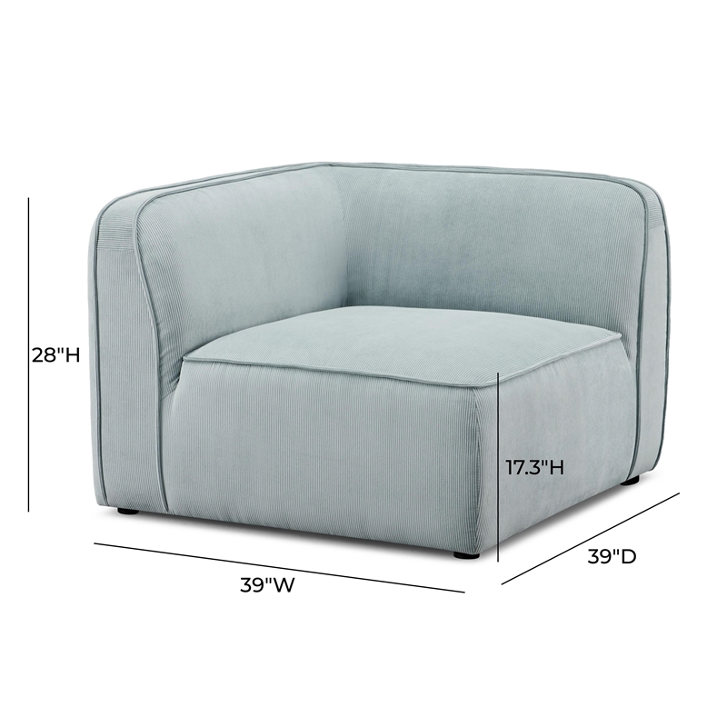 Travie Seafoam Performance Corduroy Velvet Corner Chair