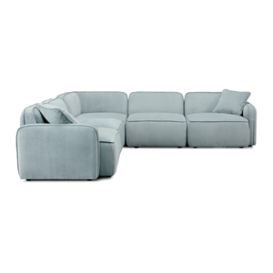 Travie Seafoam Performance Corduroy Velvet Modular L-Sectional
