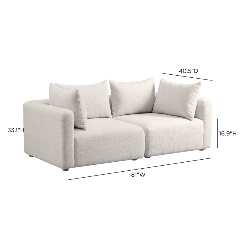 Hangover Cream Heavy Textured Fabric Loveseat