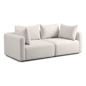 Hangover Cream Heavy Textured Fabric Loveseat