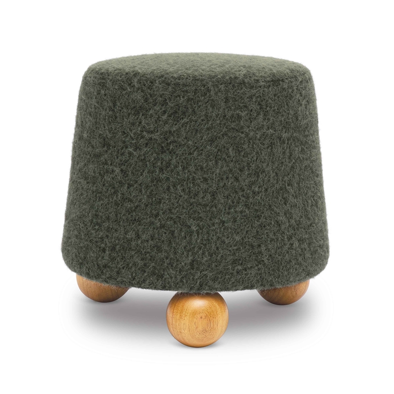 Jaine Forest Green Loose Mohair Ottoman