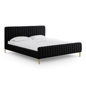 Angela Black Upcycled Linen King Bed