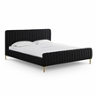 Angela Black Upcycled Linen King Bed