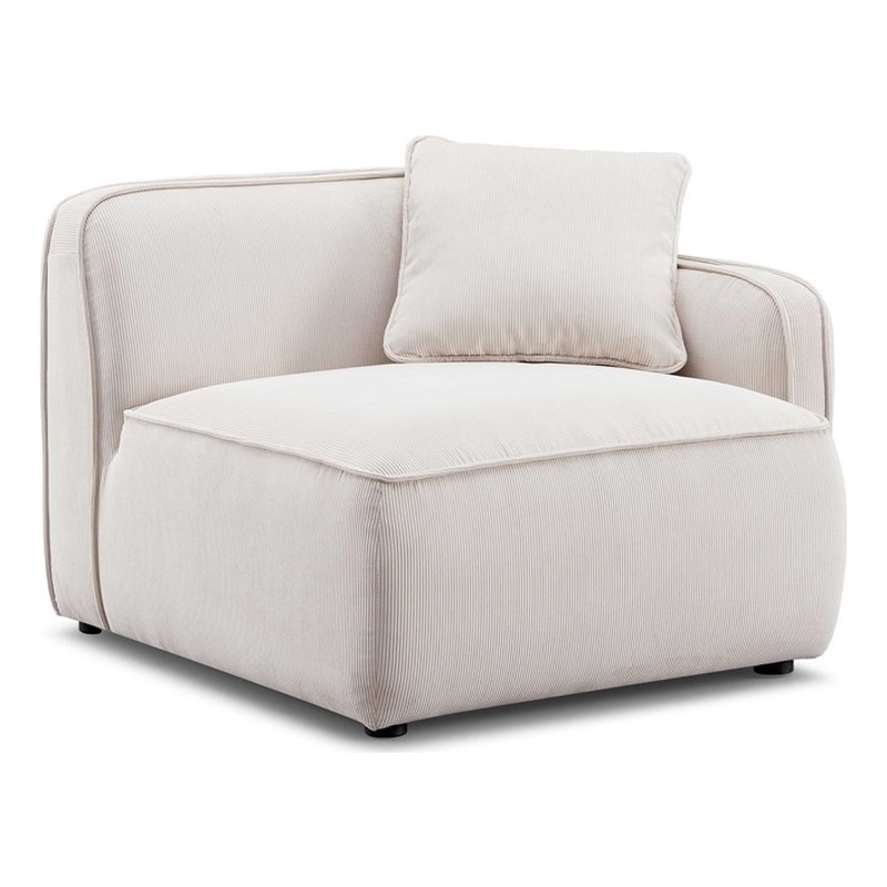 Travie White Sand Performance Corduroy Velvet RAF Corner Chair