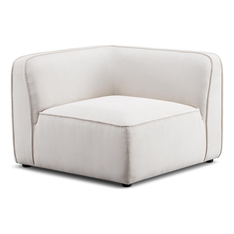 Travie White Sand Performance Corduroy Velvet Corner Chair