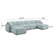 Travie Seafoam Performance Corduroy Velvet 6-Piece Modular U-Sectional