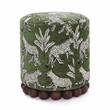 Dex Olive Green Leopard Jacquard Ottoman