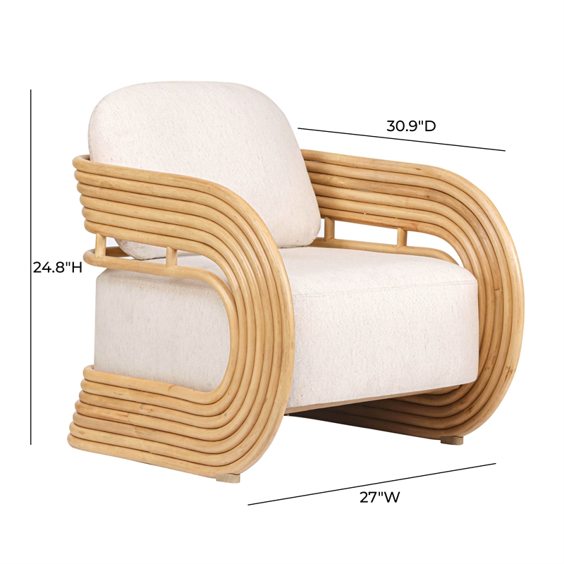 Lauretta Cream Fabric and Natural Rattan Accent Chair
