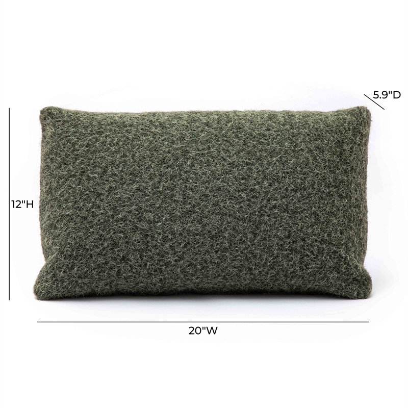 Malolo Green Long Mohair 20 inch x 12 inch Rectangular Vegan-Down Pillow