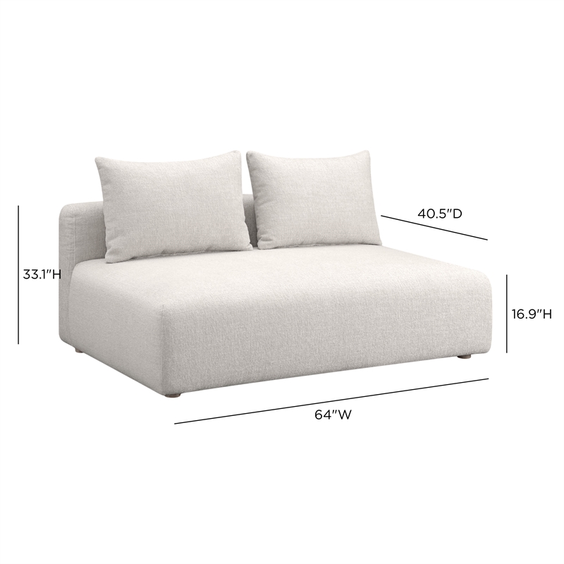 Hangover Cream Heavy Textured Fabric Modular Loveseat