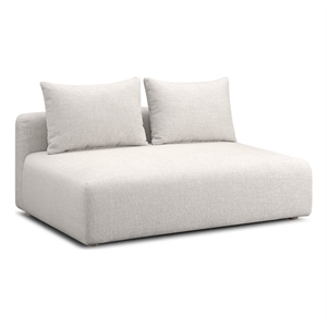 Hangover Cream Heavy Textured Fabric Modular Loveseat