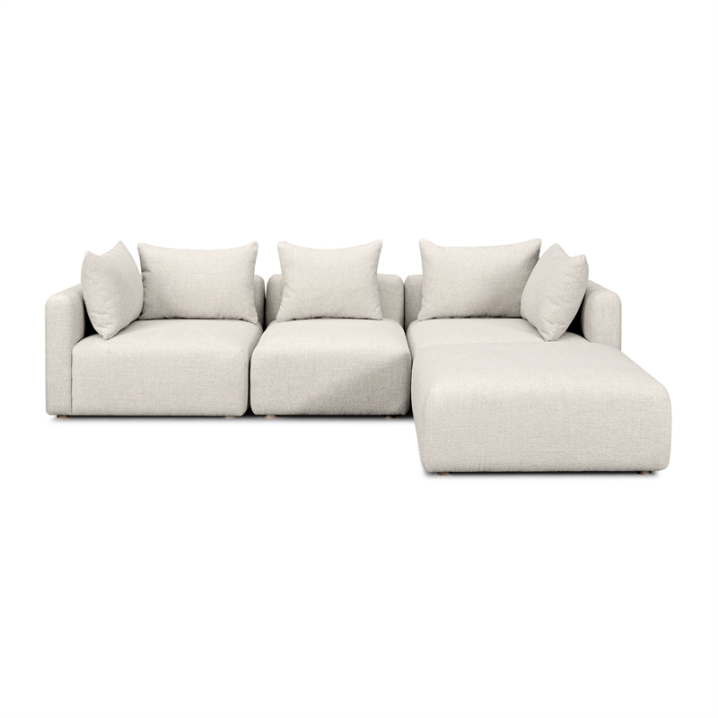 Hangover Cream Heavy Textured Fabric 4-Piece Modular Sectional