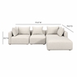 Hangover Cream Heavy Textured Fabric 4-Piece Modular Sectional