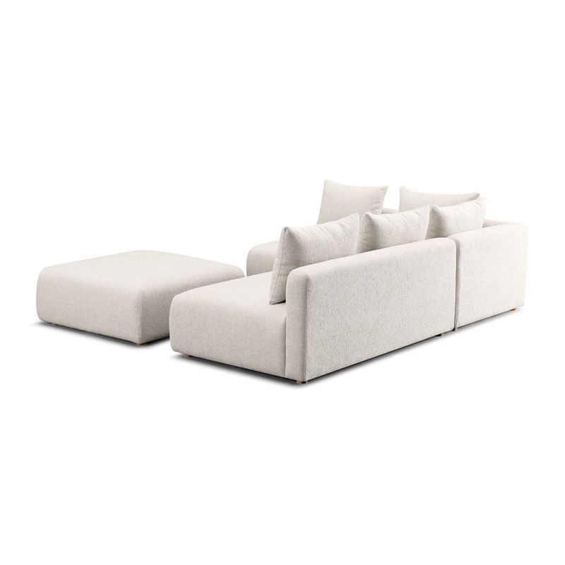Hangover Cream Heavy Textured Fabric 4-Piece Modular Chaise Sectional