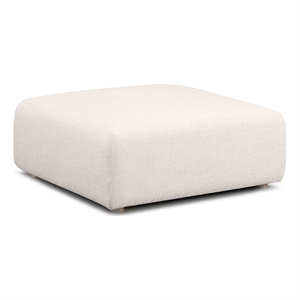 Hangover Cream Heavy Textured Fabric Ottoman