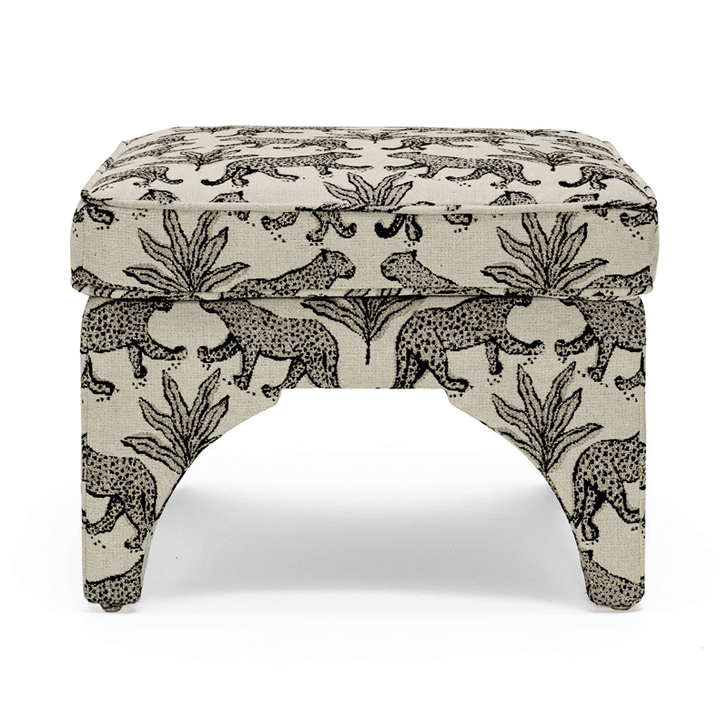 Raji Taupe Leopard Jacquard Ottoman