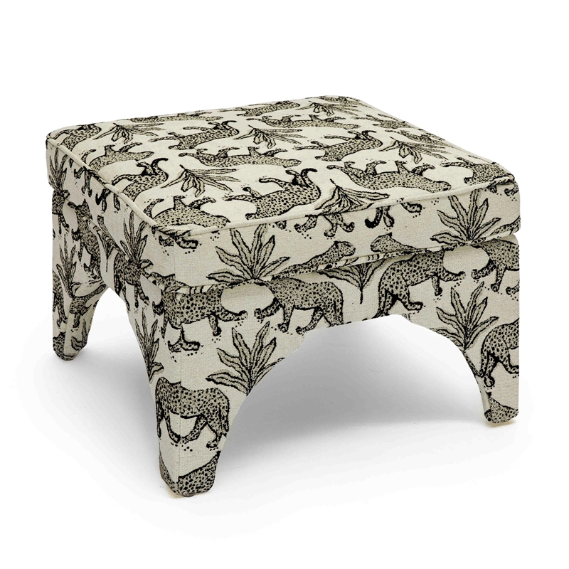 Raji Taupe Leopard Jacquard Ottoman