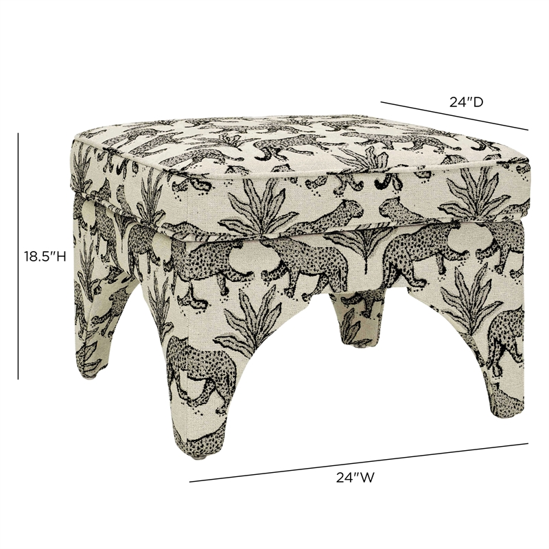 Raji Taupe Leopard Jacquard Ottoman