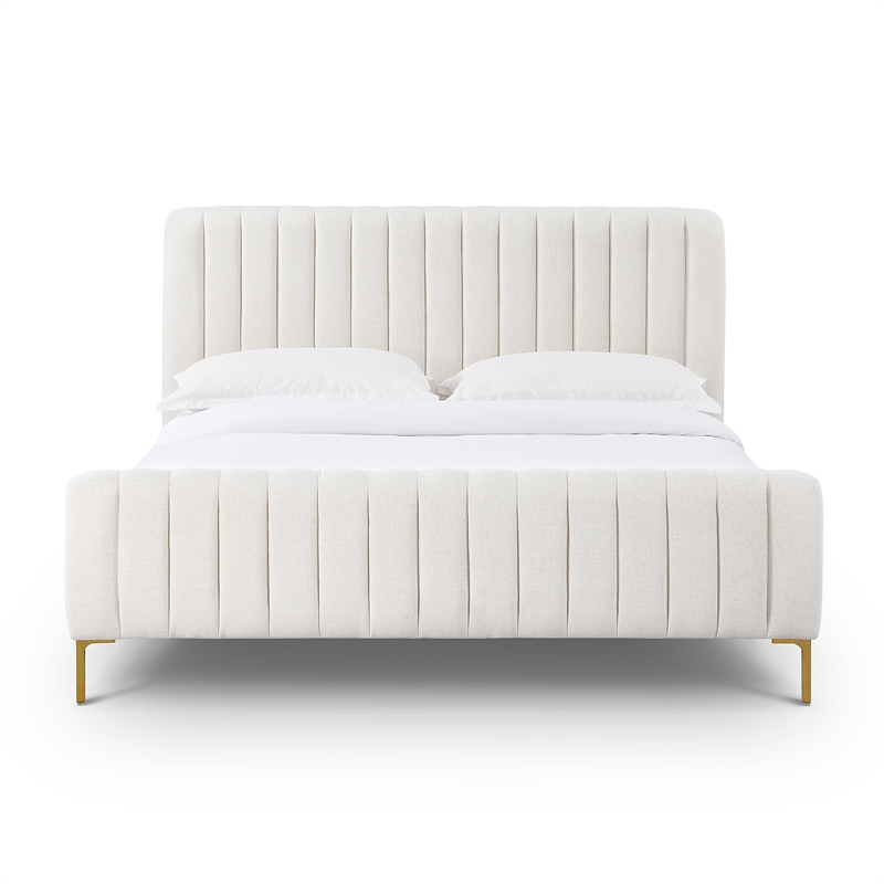 TOV Furniture Angela Natural Upcycled Linen Queen Bed