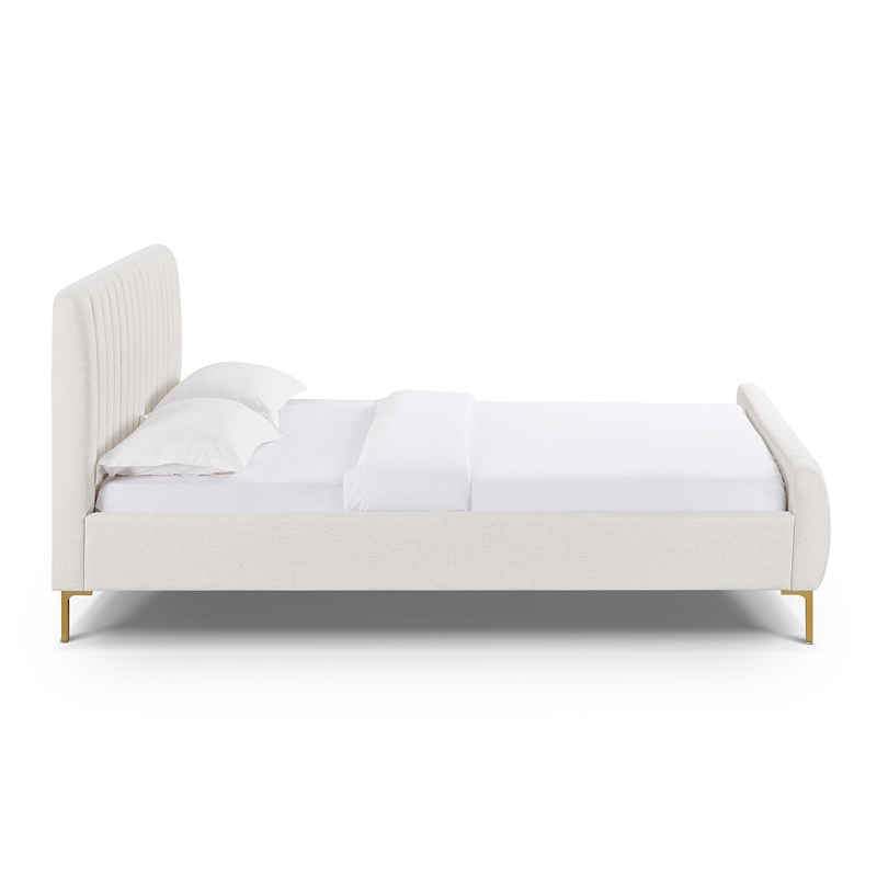 TOV Furniture Angela Natural Upcycled Linen Queen Bed
