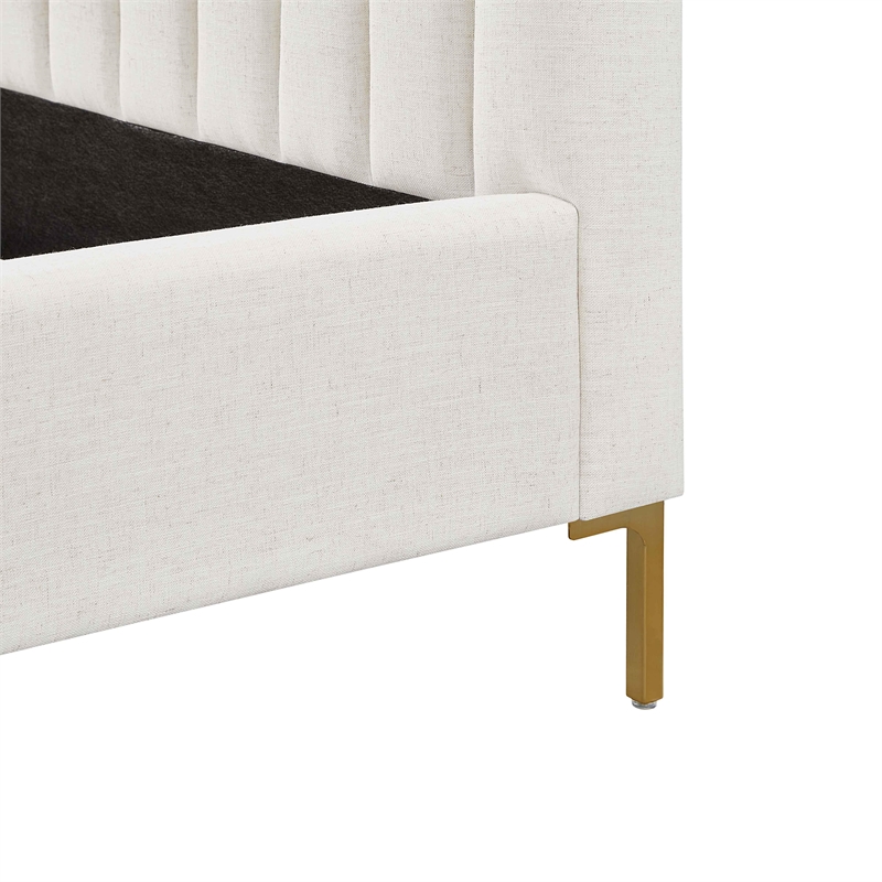 TOV Furniture Angela Natural Upcycled Linen Queen Bed