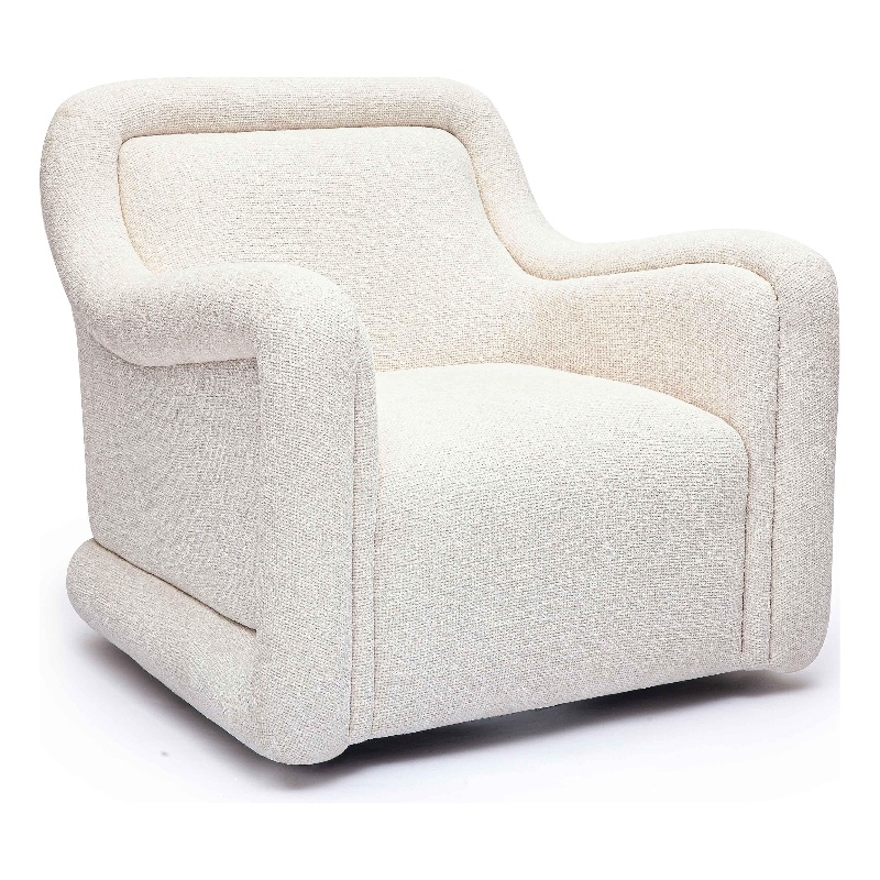 Charli Cream Basketweave Chenille Swivel Chair