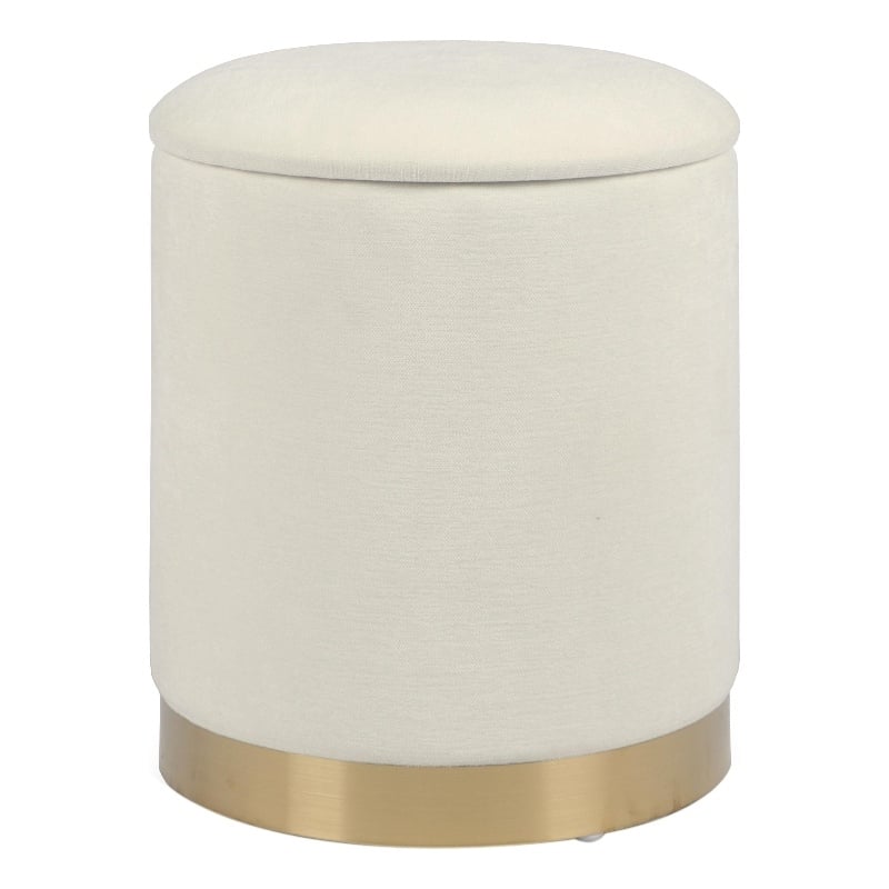 Zoe Cream Chenille Storage Ottoman