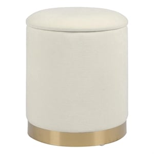 Zoe Cream Chenille Storage Ottoman
