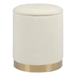 Zoe Cream Chenille Storage Ottoman