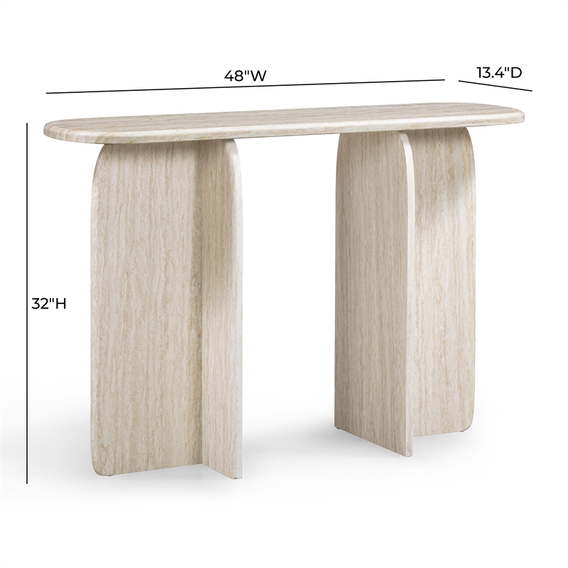 Clementine Faux Travertine Console Table