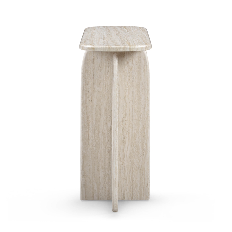 Clementine Faux Travertine Console Table