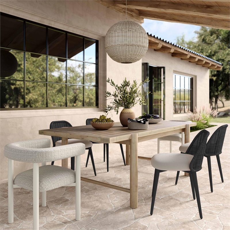 Alexa Black Rattan Performance Fabric Dining Chair