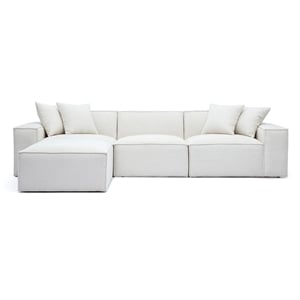 Mindy Cream Chenille Basketweave Modular Sectional
