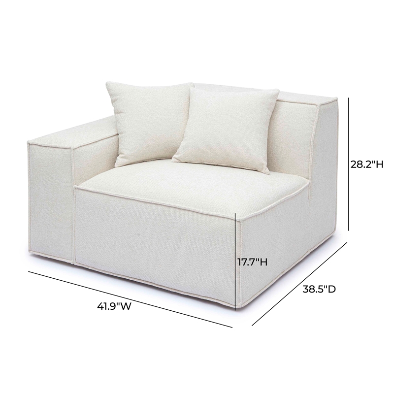 Mindy Cream Chenille Basketweave LAF Corner Chair