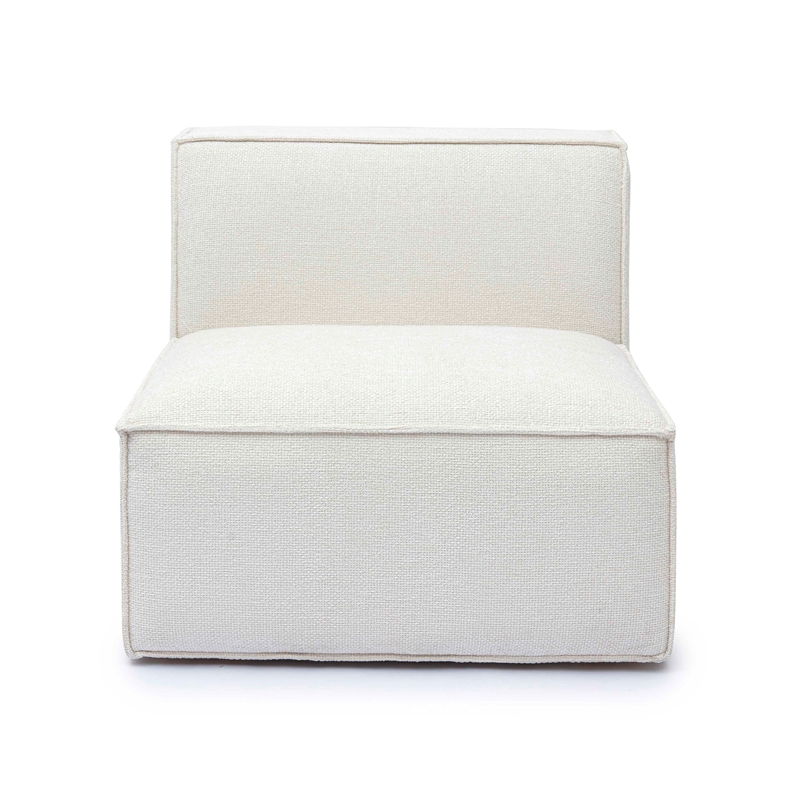 Mindy Cream Chenille Basketweave Armless Chair