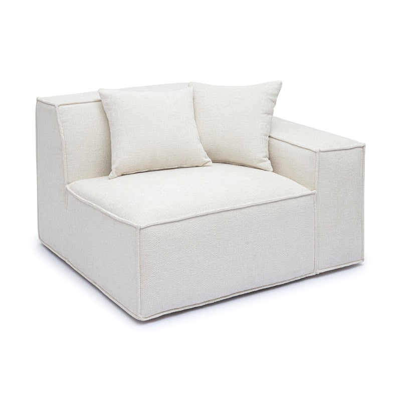 Mindy Cream Chenille Basketweave RAF Corner Chair