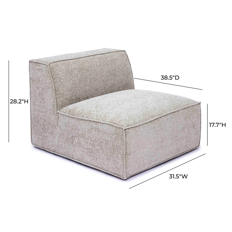 Mindy Taupe Chenille Basketweave Armless Chair